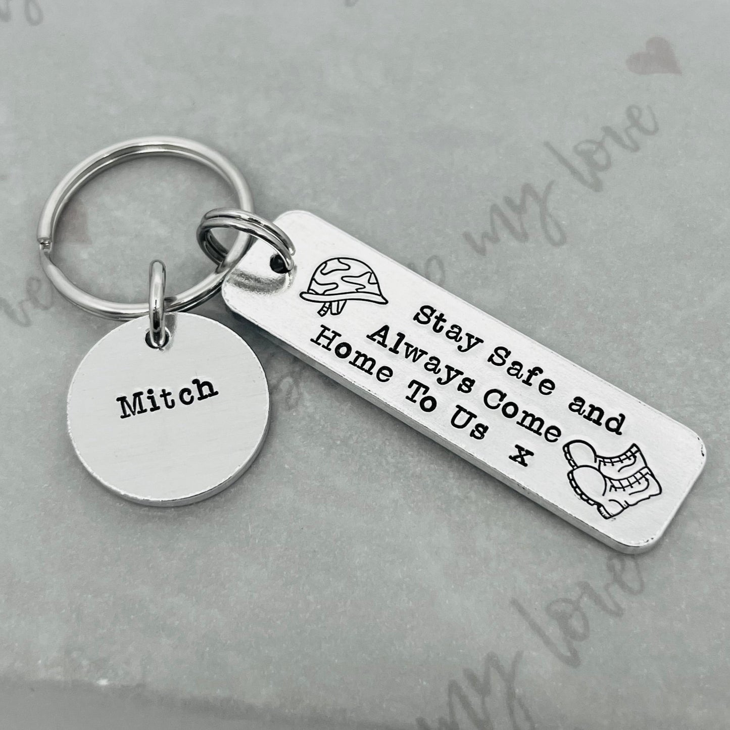 Personalised Military Stay Safe Keyring