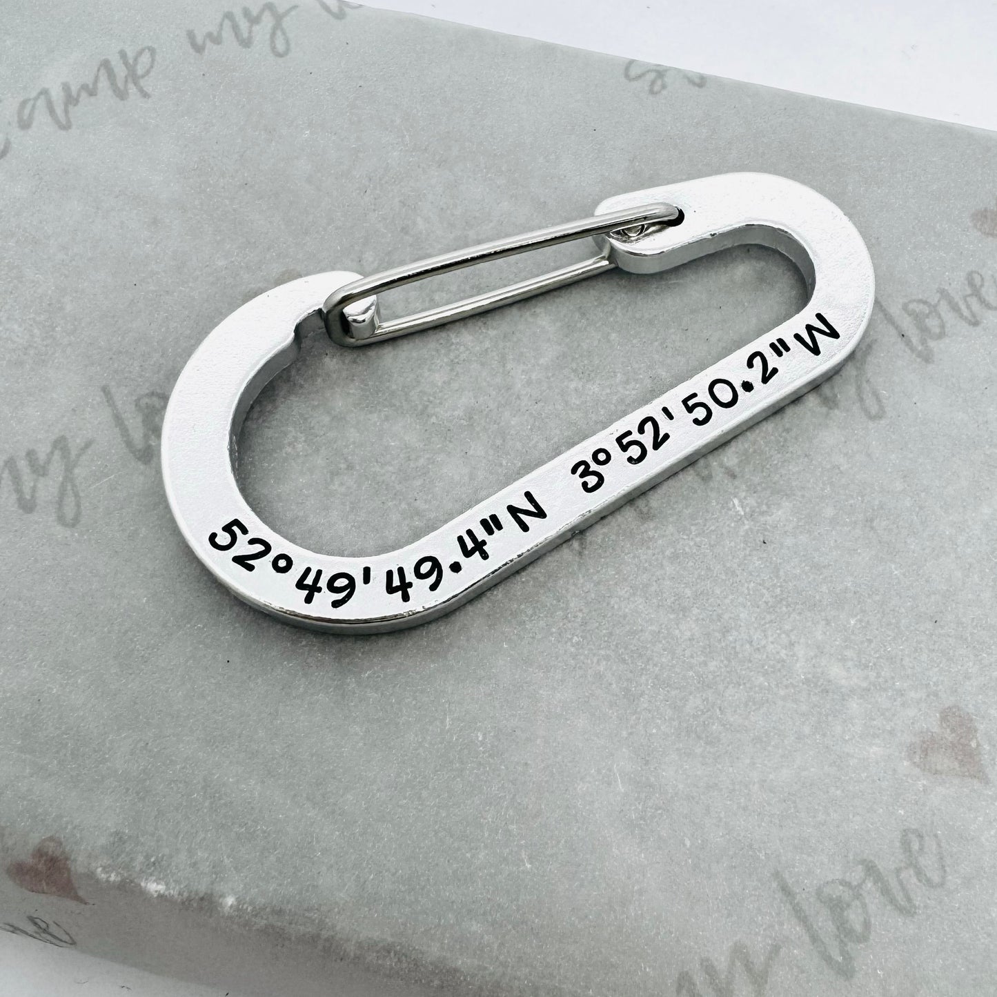 Personalised Coordinates Carabiner Keyring