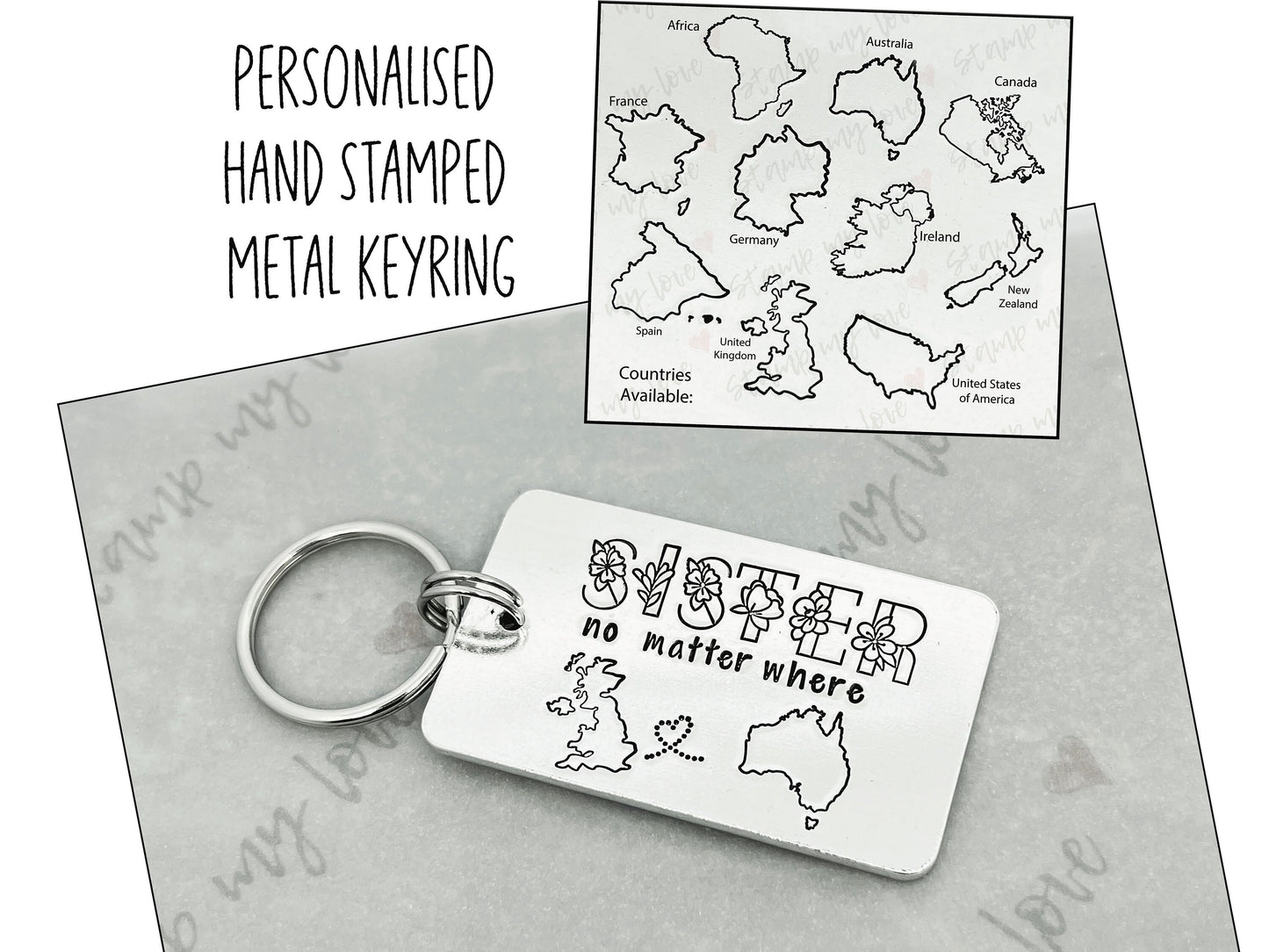 Floral Sister Long Distance Keyring