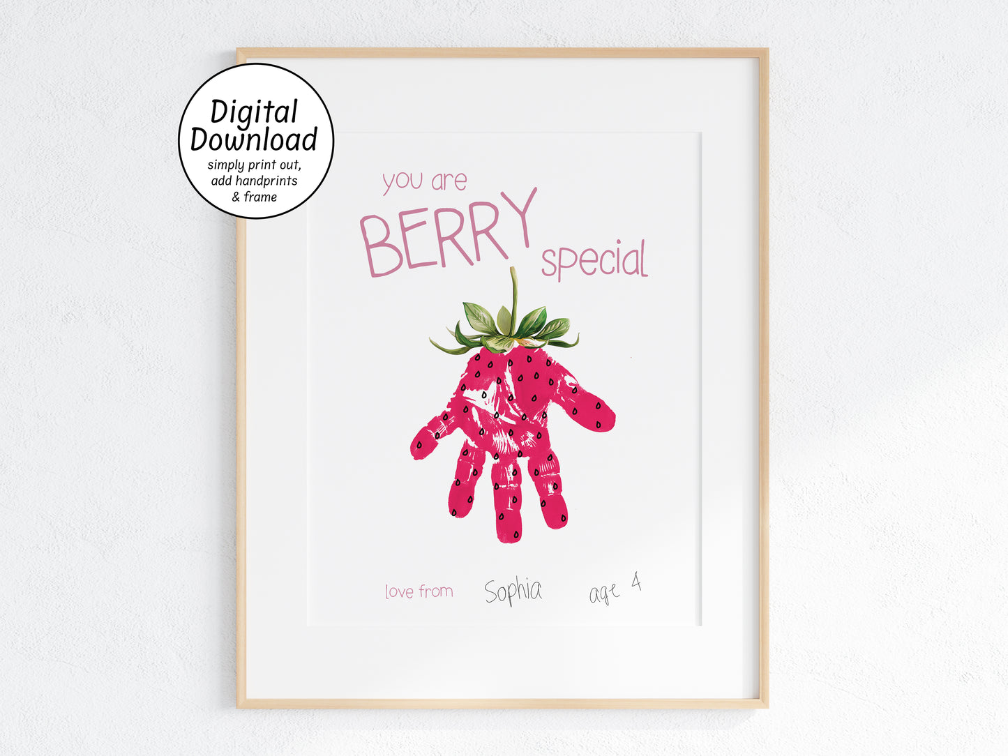 Strawberry "you are BERRY special" Handprint Art