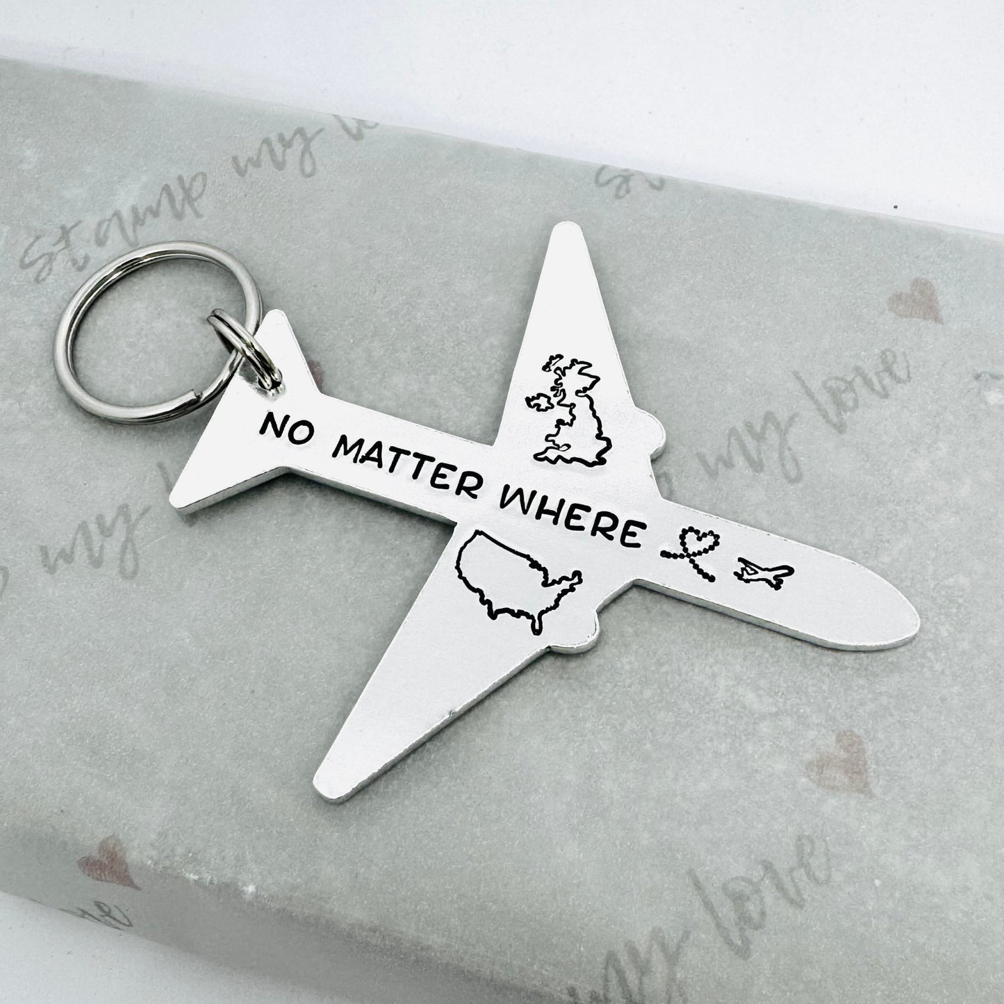 'No Matter Where' Plane Travel Keyring