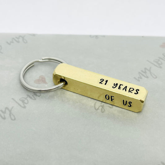 Personalised Brass 4 Sided Bar Keyring