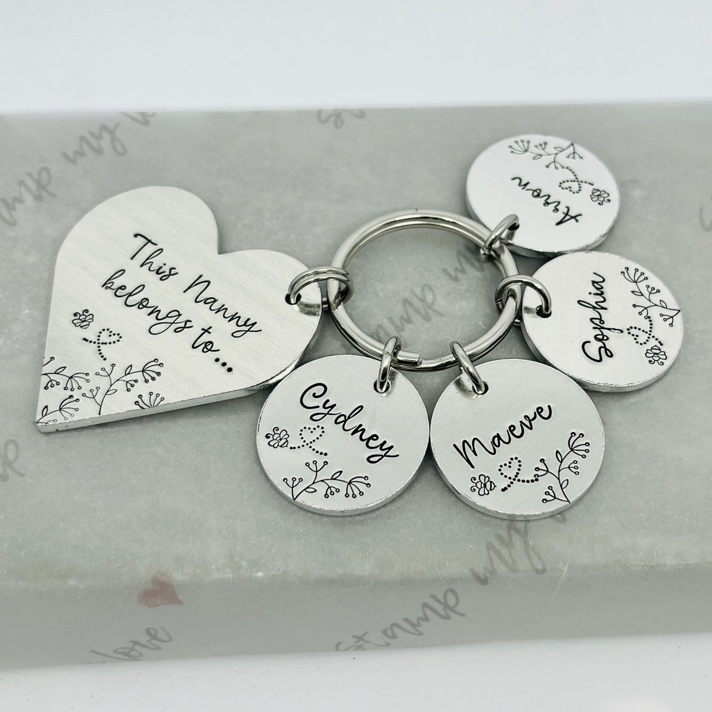 Floral Heart 'Belongs To' Keyring