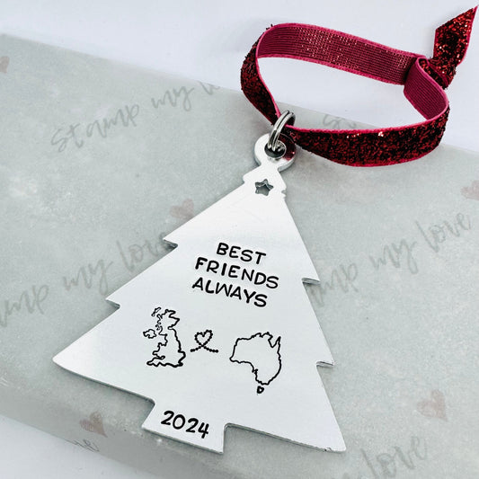 'Best Friends Always' Long Distance Christmas Tree Decoration