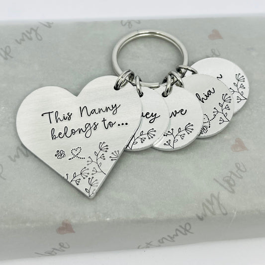 Floral Heart 'Belongs To' Keyring