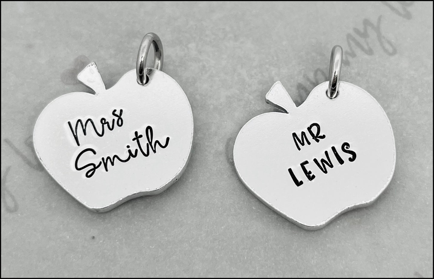 Personalised School Teacher Apple & Pencil Keyring