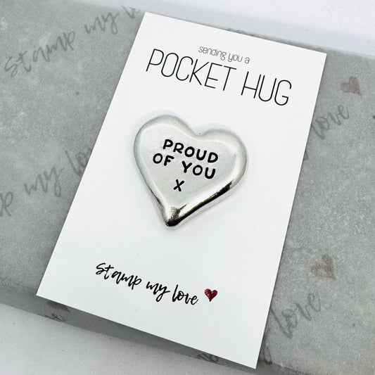 Personalised Pewter Heart Pocket Hug
