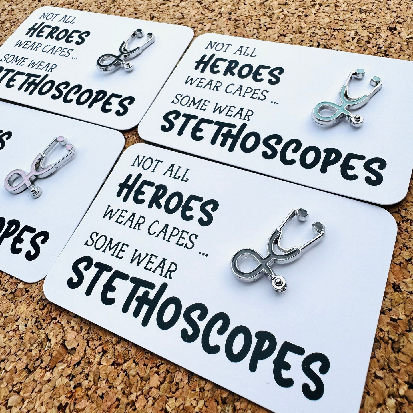 Stethoscope Pin Badge - Not All Heroes Wear Capes ... Some Wear Stethoscopes