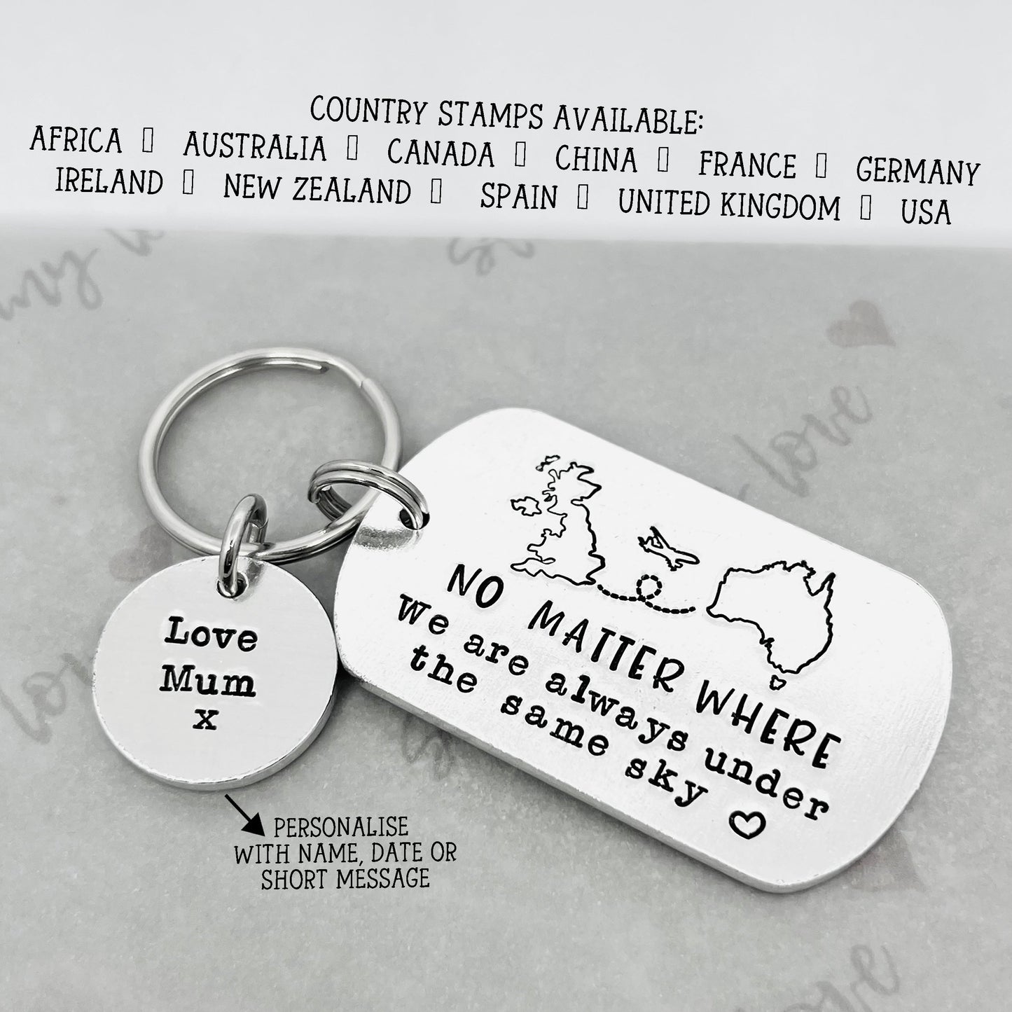 'No Matter Where - Always Under the Same Sky' Keyring