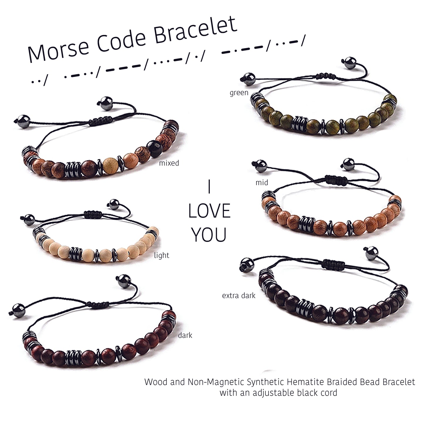'I Love You' Morse Code Bracelet