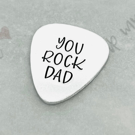 Aluminium Personalised "You Rock" Guitar Pick Plectrum