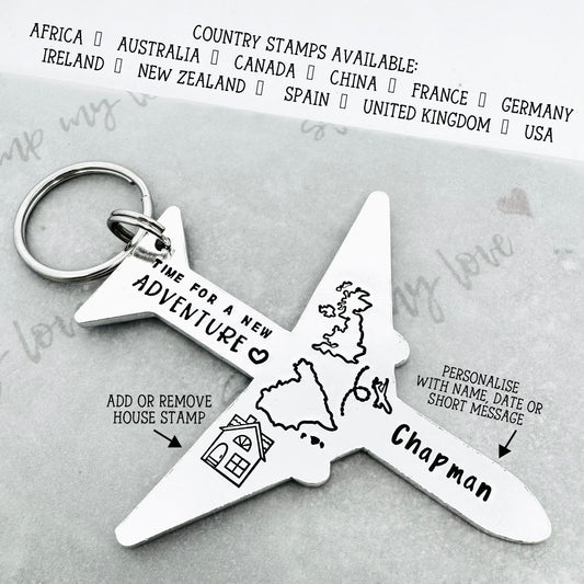 'Time for a New Adventure' Plane Travel Keyring