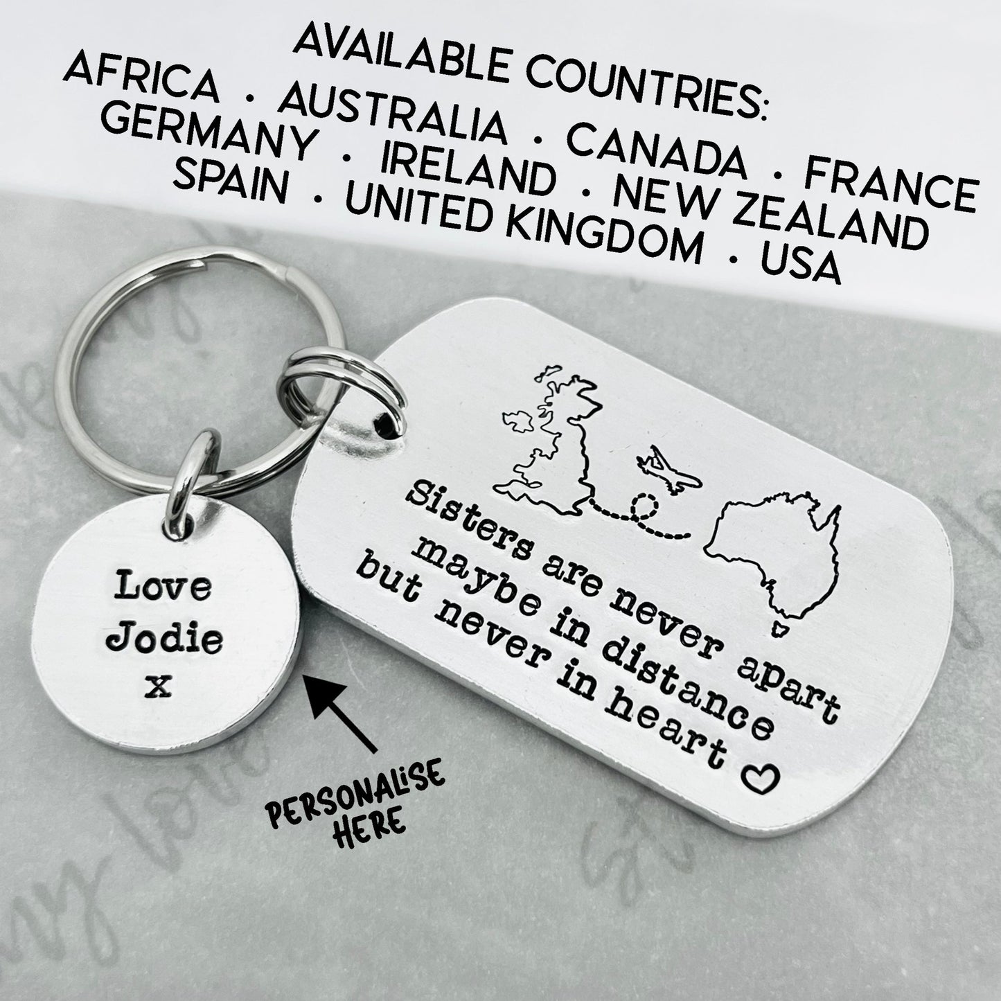 Sisters Long Distance Keyring