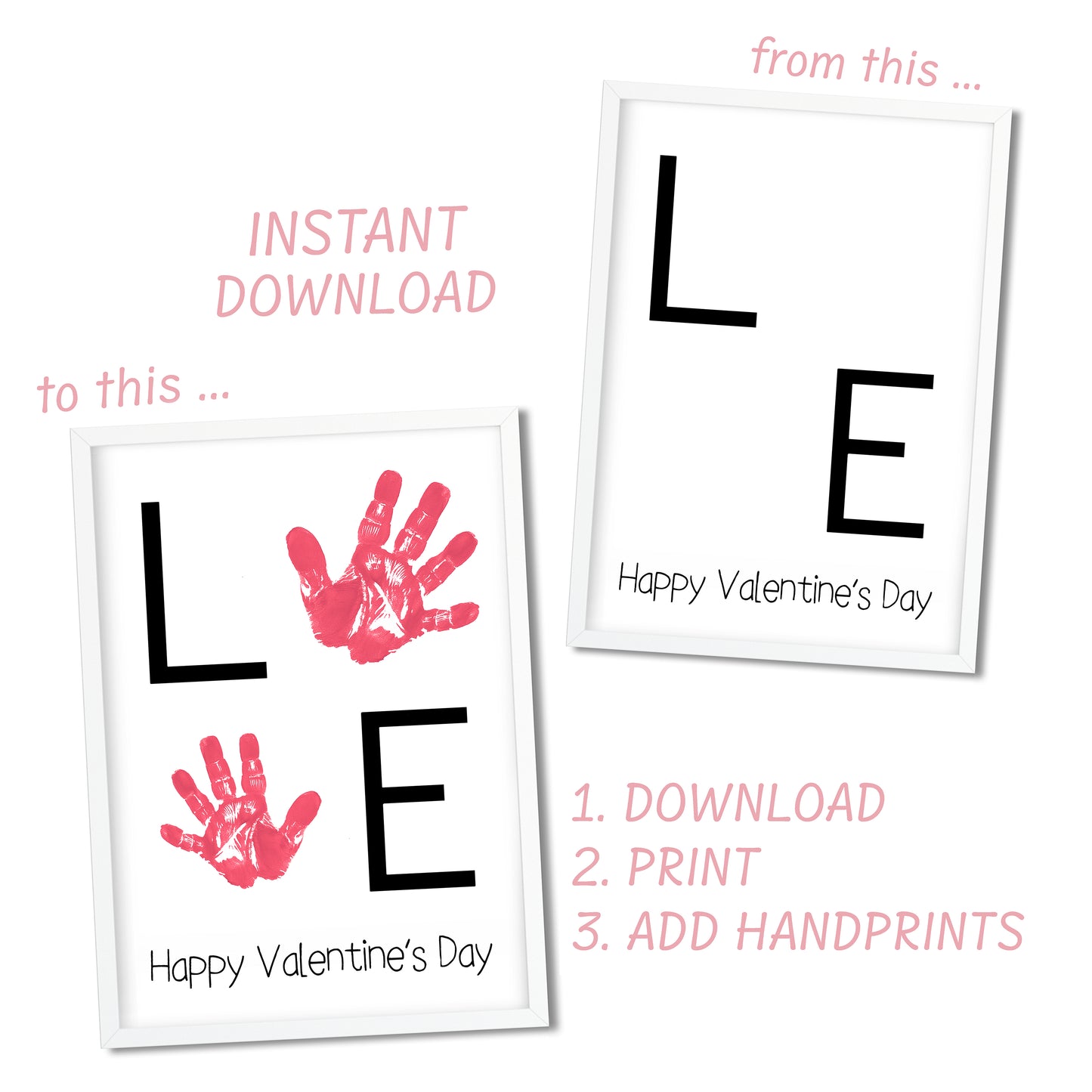 Happy Valentines Day "LOVE" Handprint Art