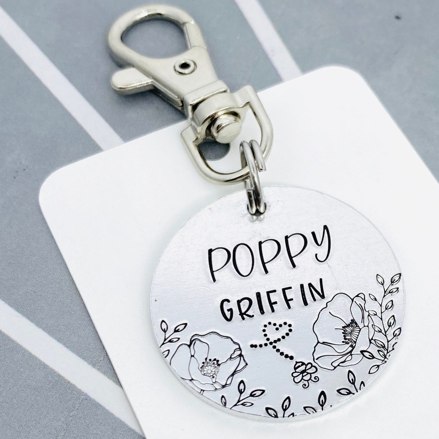 Personalised Floral Name Label Keyring