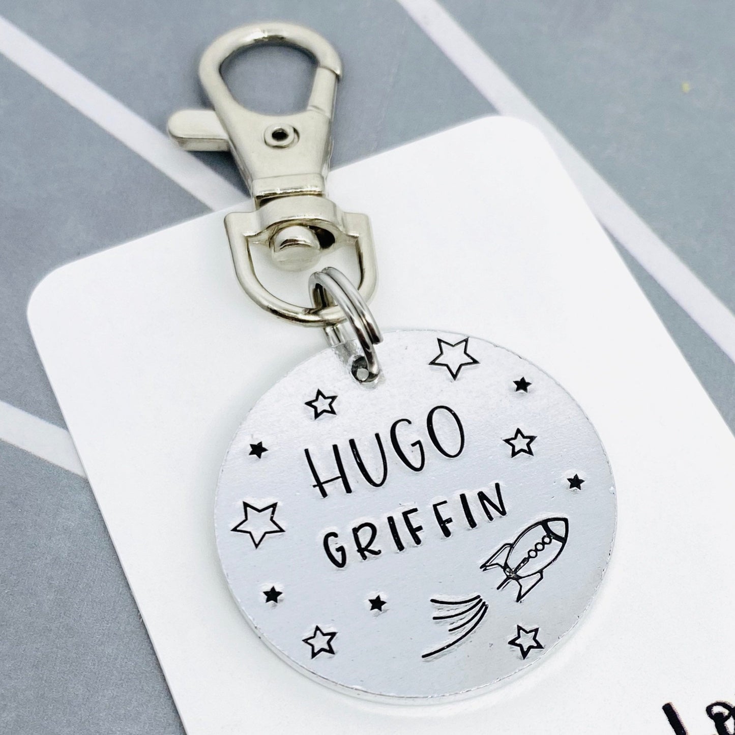 Personalised Rocket Name Label Keyring