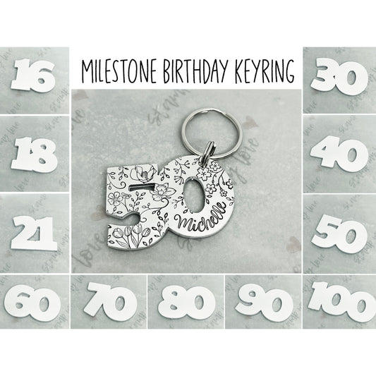 Milestone Age Keyring