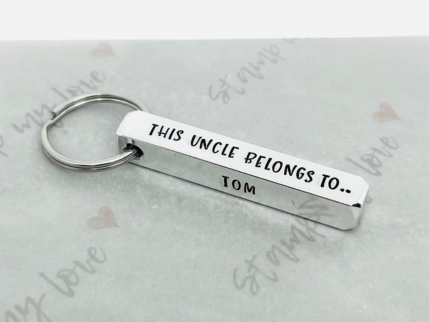 'Belongs To' 4 sided Bar Keyring